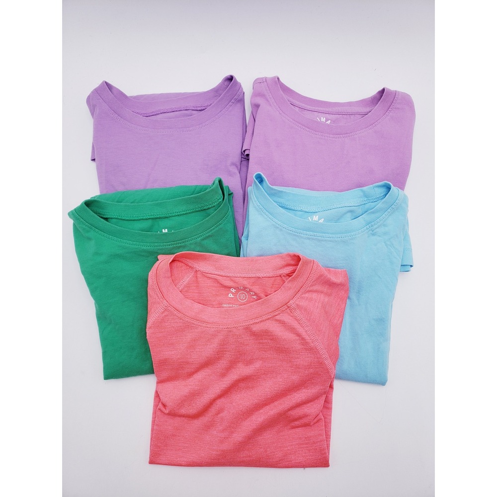 Primary T-Shirt Lot Multicolor Short Sleeve Crewneck Cotton Blend Girls Size 10